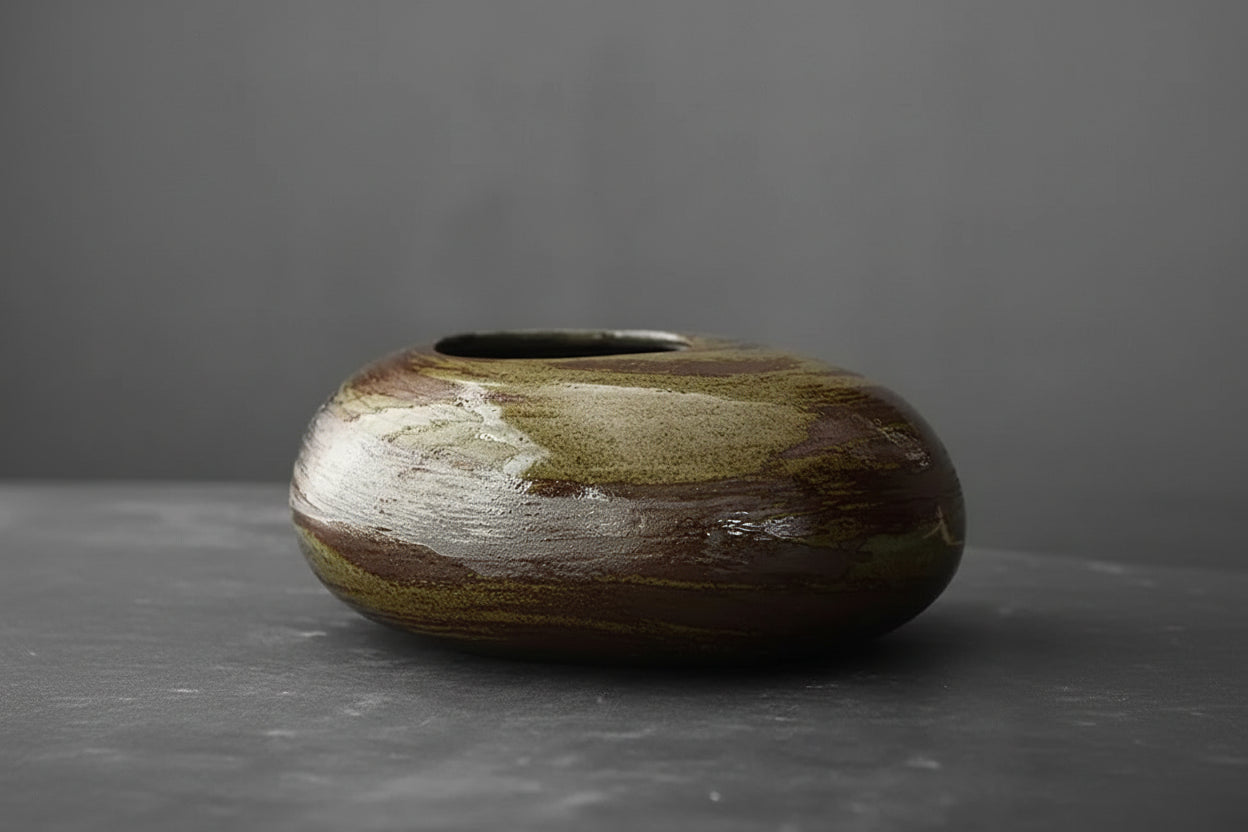 Vase Décoratif en Céramique Effet Pierre – Style Moderne