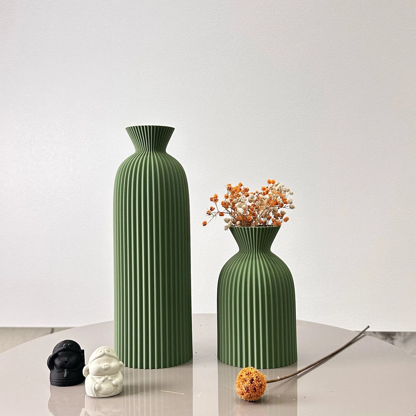 Lot de 2 Vases Artistiques à Motif Ondulé – Décoration Moderne pour Fleurs Séchées