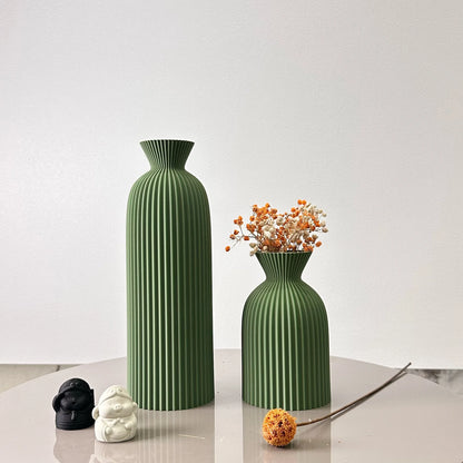 Lot de 2 Vases Artistiques à Motif Ondulé – Décoration Moderne pour Fleurs Séchées