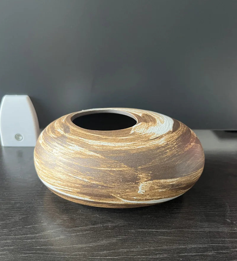 Vase Décoratif en Céramique Effet Pierre – Style Moderne