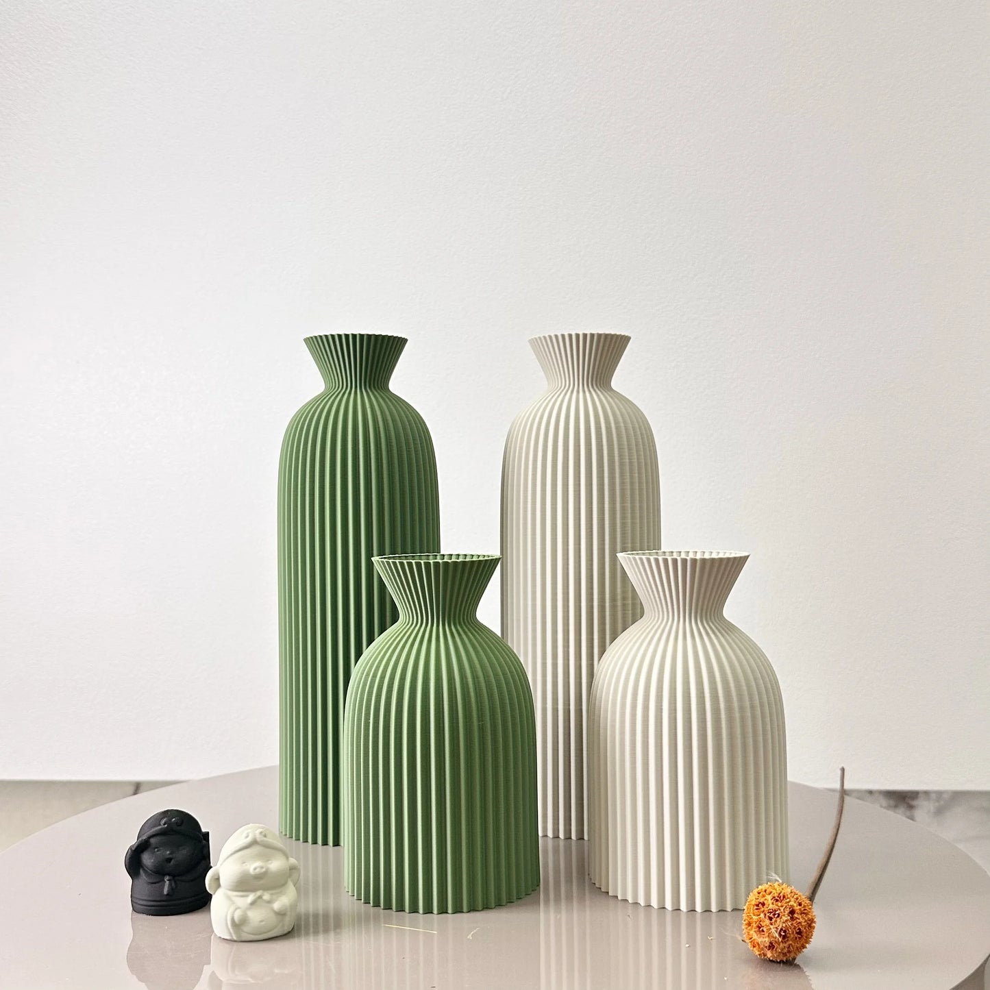 Lot de 2 Vases Artistiques à Motif Ondulé – Décoration Moderne pour Fleurs Séchées